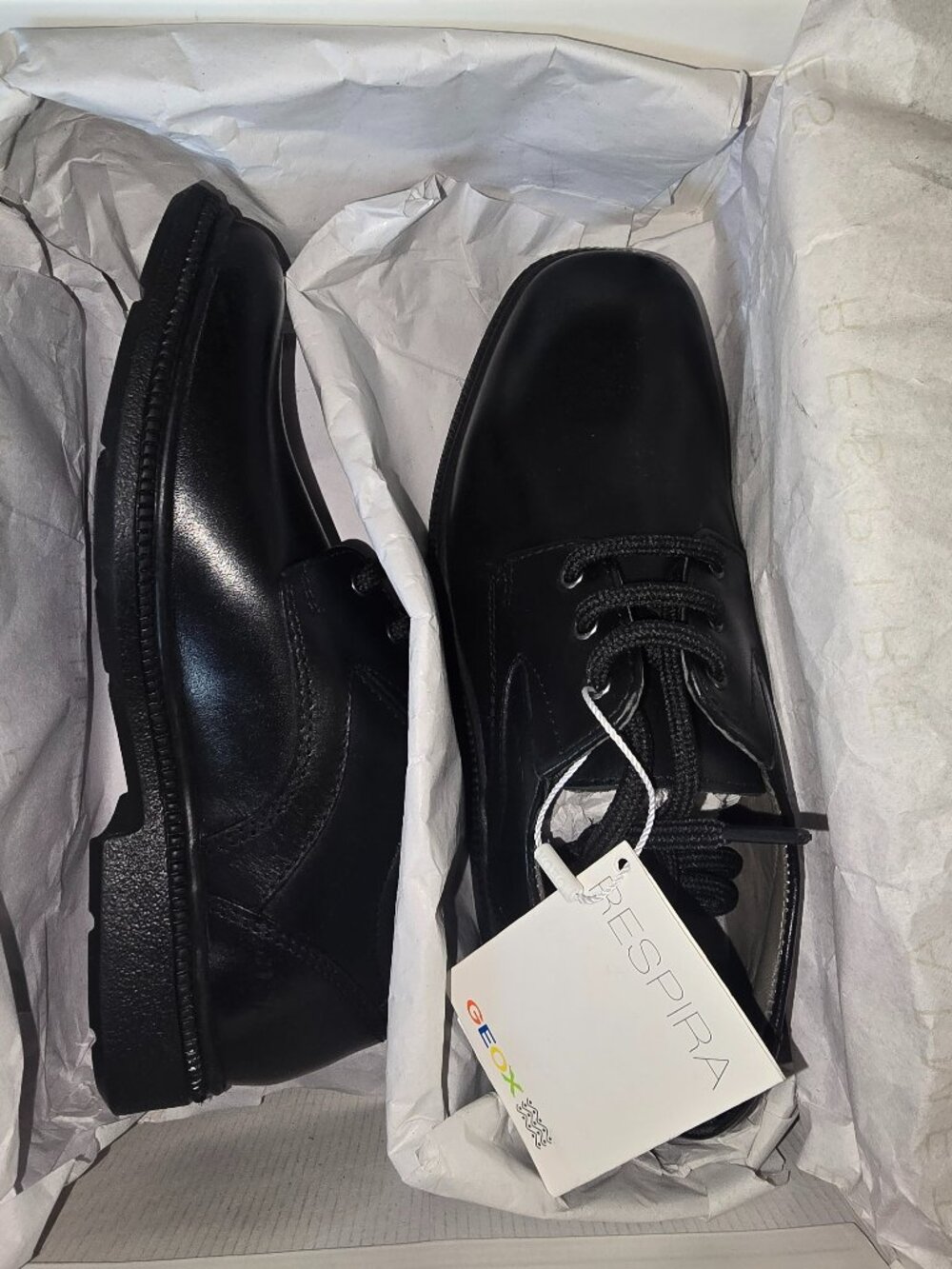 Geox Boys Black Leather Dress Shoes School Church